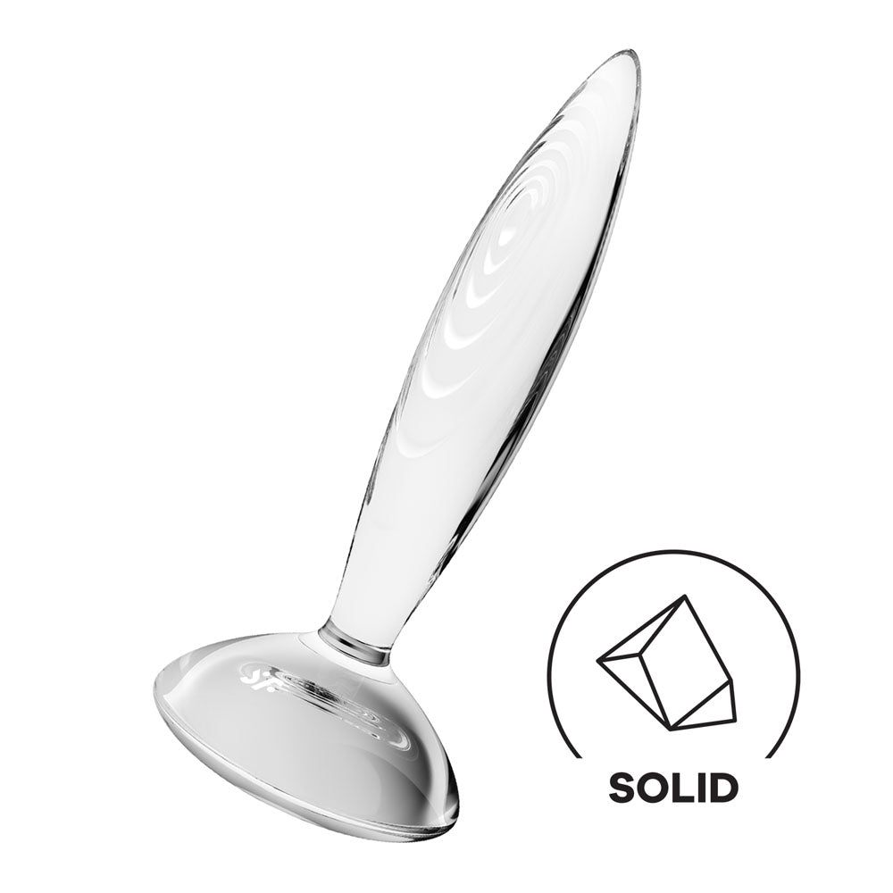 Satisfyer Sparkling Crystal glass butt plug with a sleek design and solid base for comfortable use.