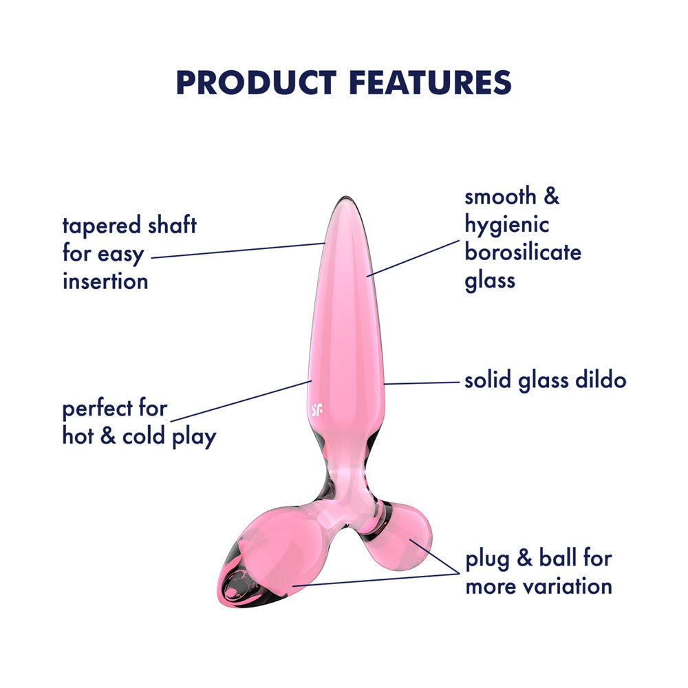 Satisfyer Triple Crystal 2 -  -  Glass 3-in-1 Butt Plug features smooth borosilicate glass, tapered shaft, and perfect hot & cold play.