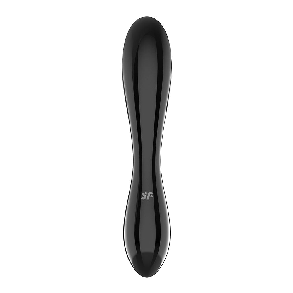 Satisfyer Dazzling Crystal 1 -  -  Glass Double Ended Dildo showcasing its sleek black design for intimate essentials for her.