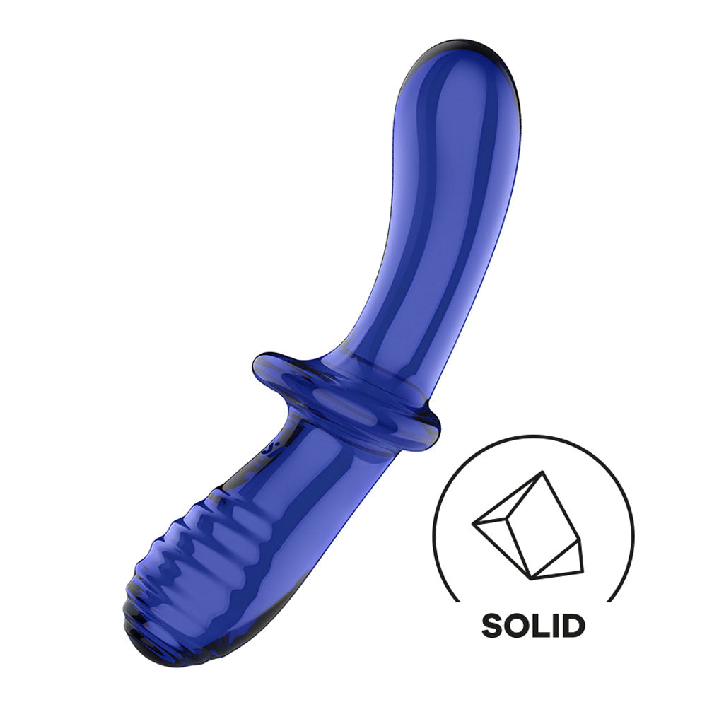 Satisfyer Double Crystal -  -  Glass Double Ended Dildo in solid blue color, perfect for intimate essentials for her.