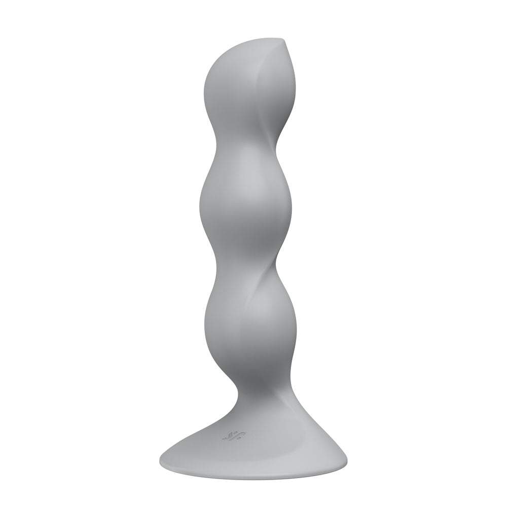 Satisfyer Triple Ball-R - Grey - Grey 18 cm Beaded and Weighted Dildo with unique twisting shape for enhanced pleasure.