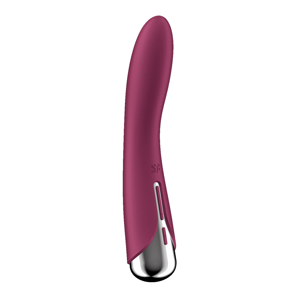 Satisfyer Spinning Vibe 1 -  -  17.8 cm USB Rechargeable Rotating Vibrator in burgundy color for ultimate pleasure.