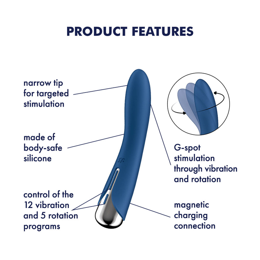 Satisfyer Spinning Vibe 1 -  -  17.8 cm USB Rechargeable Rotating Vibrator features like targeted stimulation and G-spot stimulation.