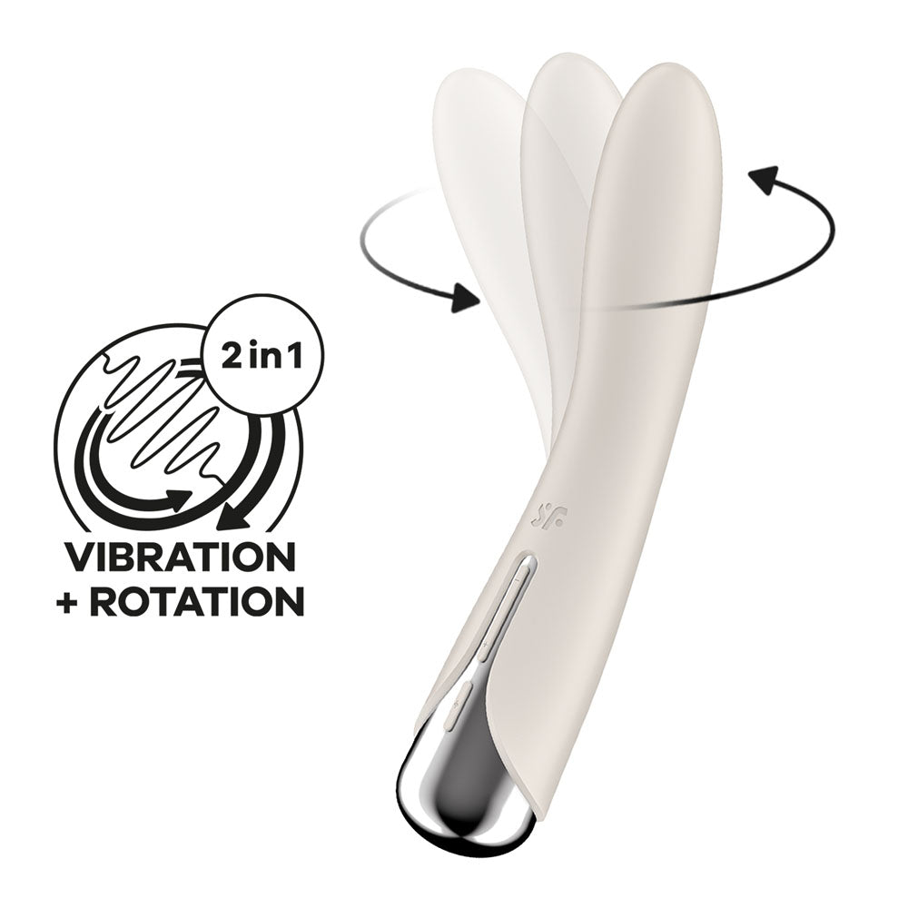 Satisfyer Spinning Vibe 1 - Beige - Beige 17.8 cm USB Rechargeable Rotating Vibrator with vibration and rotation features.