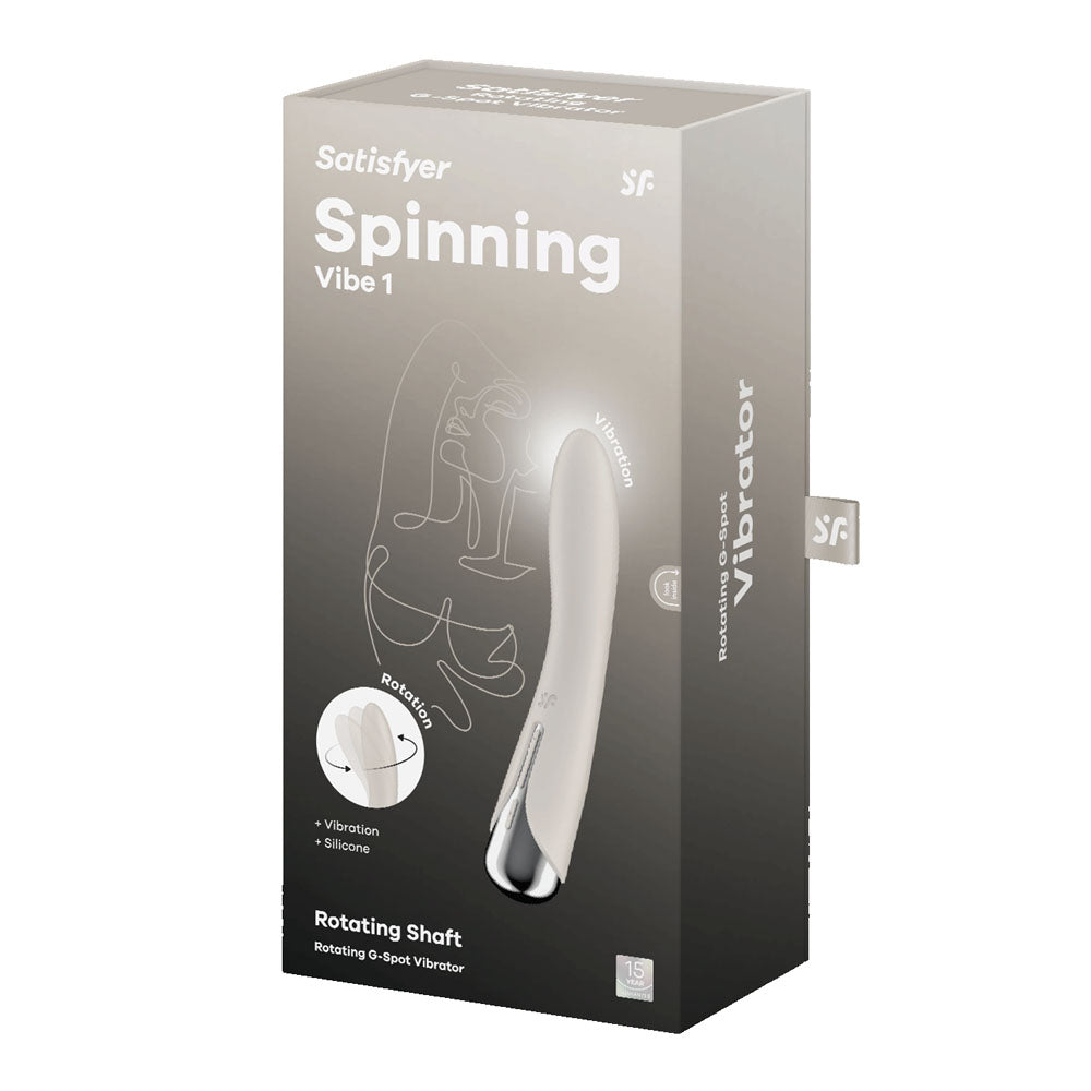 Satisfyer Spinning Vibe 1 - Beige - Beige 17.8 cm USB Rechargeable Rotating Vibrator packaging image