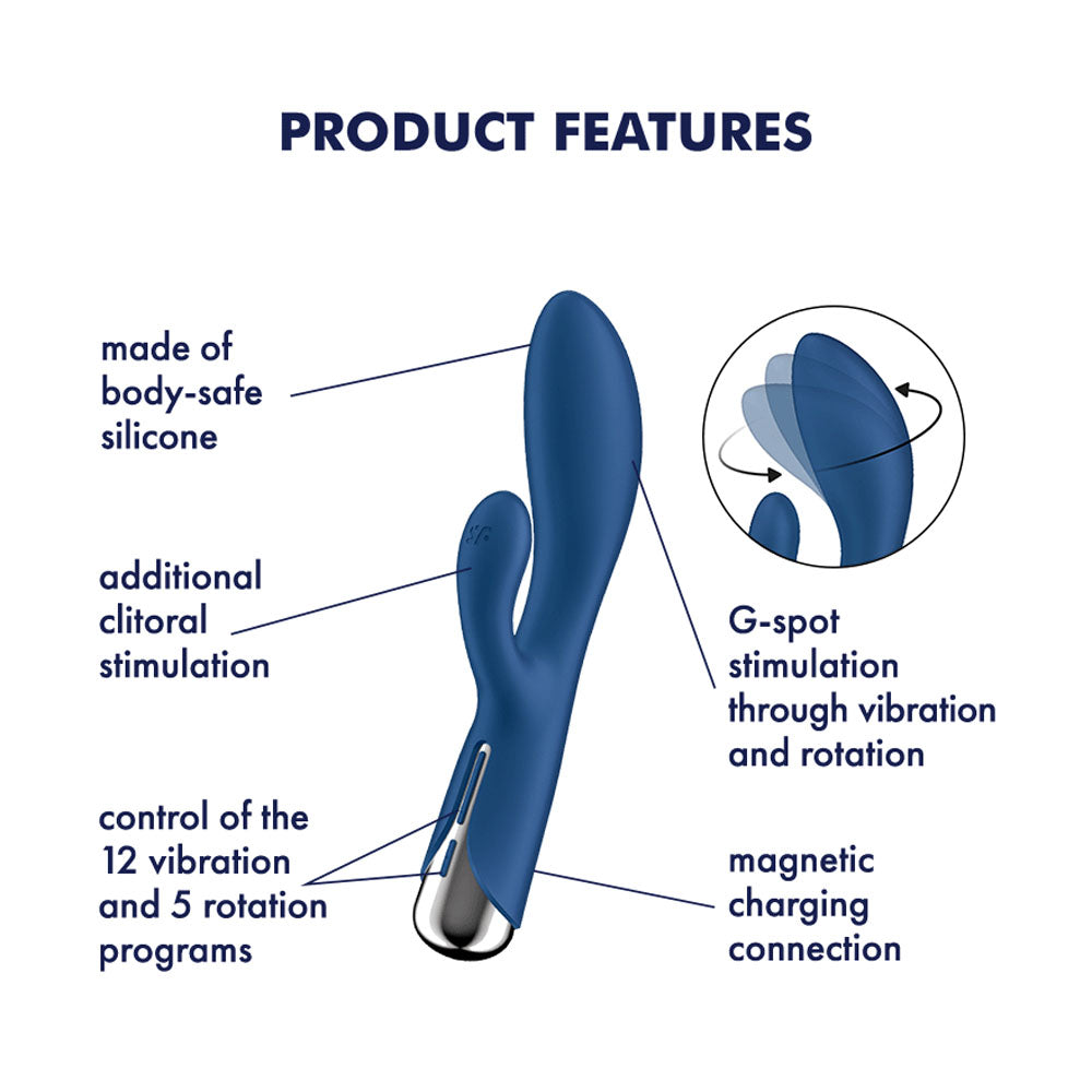 Satisfyer Spinning Rabbit 1 -  -  20 cm USB Rechargeable Rotating Rabbit Vibrator features body-safe silicone and multiple stimulation options.