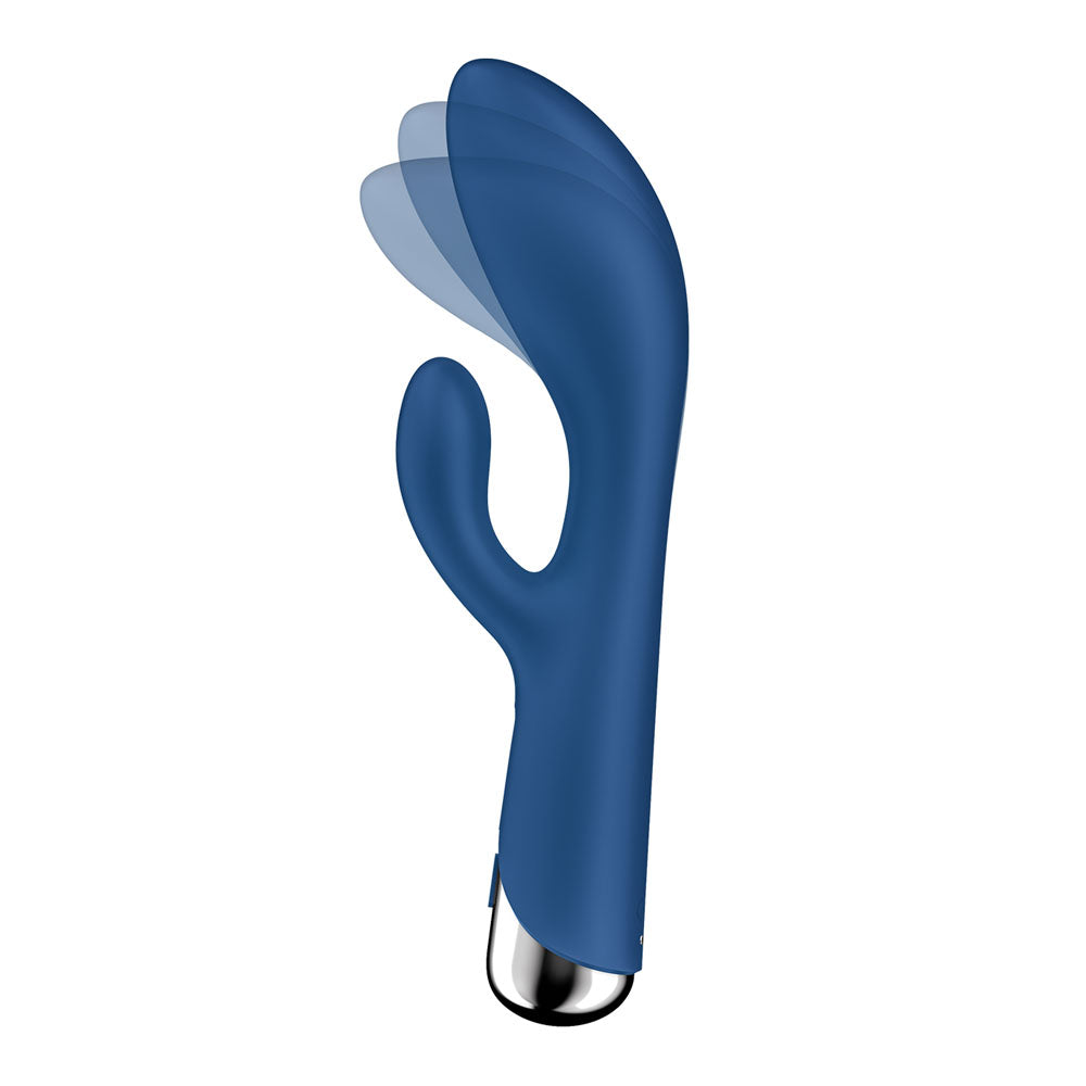 Satisfyer Spinning Rabbit 1 -  -  20 cm USB Rechargeable Rotating Rabbit Vibrator in blue with dual motion features.