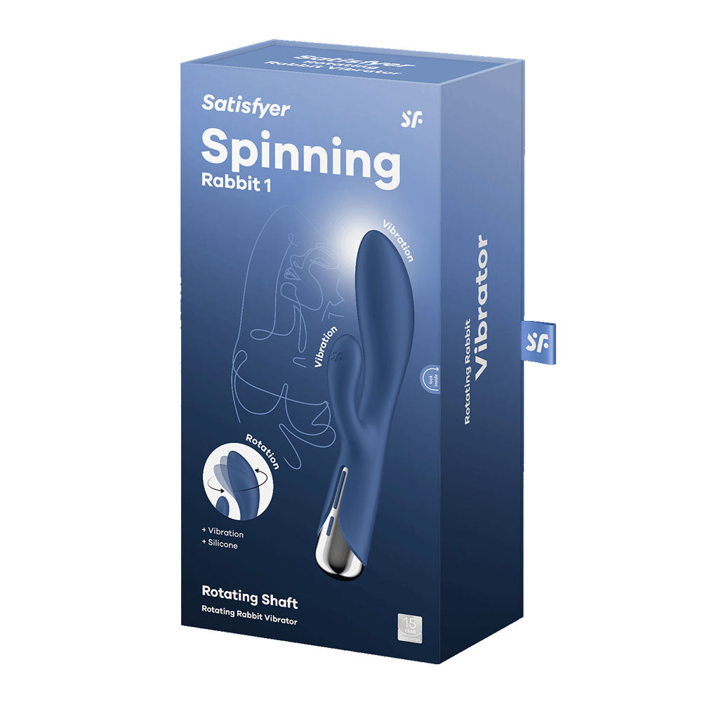 Satisfyer Spinning Rabbit 1 -  -  20 cm USB Rechargeable Rotating Rabbit Vibrator in packaging for intimate pleasure.