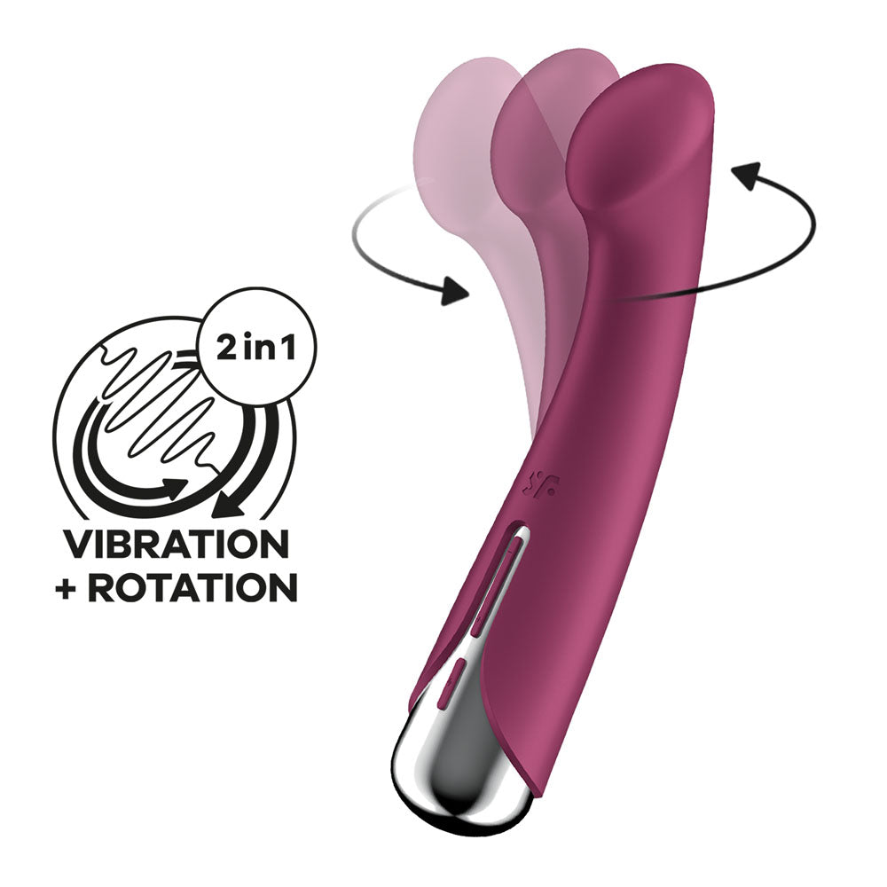 Satisfyer Spinning G-Spot 1 -  -  16.5 cm USB Rechargeable Rotating Vibrator showcasing vibration and rotation features.