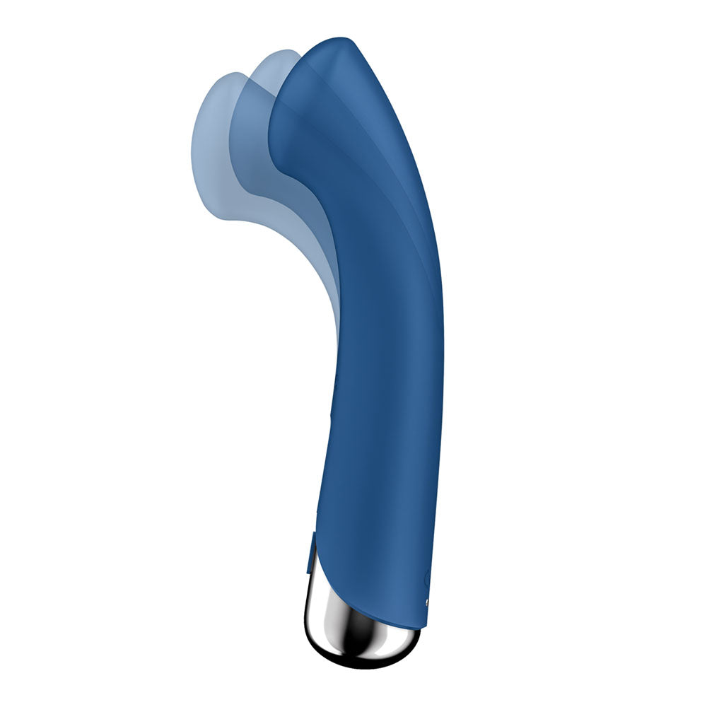 Satisfyer Spinning G-Spot 1 -  -  16.5 cm USB Rechargeable Rotating Vibrator in blue showcasing its unique design.