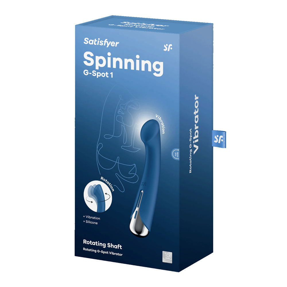 Satisfyer Spinning G-Spot 1 -  -  16.5 cm USB Rechargeable Rotating Vibrator packaging with description and features