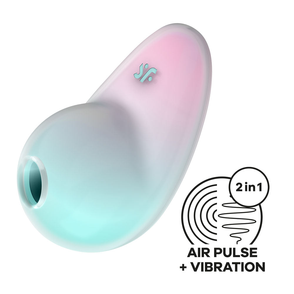 Satisfyer Pixie Dust - Mint/Pink - Mint/Pink USB Rechargeable Vibrating Air Pulse Stimulator with 2-in-1 air pulse and vibration feature.