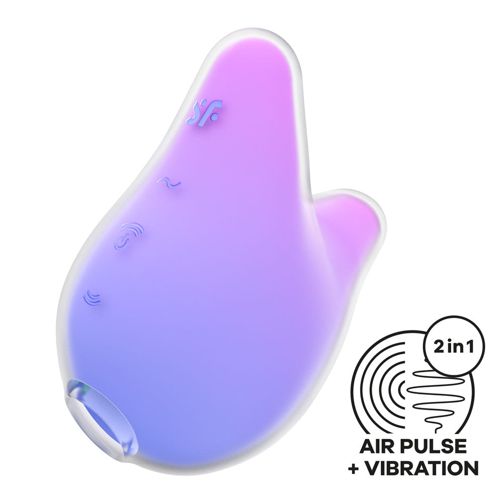 Satisfyer Mermaid Vibes - Violet/Pink - Violet/Pink USB Rechargeable Air Pulse Stimulator with air pulse and vibration features.