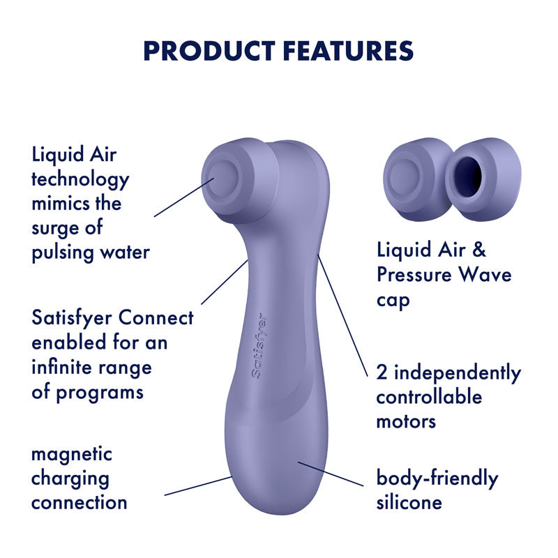 Satisfyer Pro 2 Generation 3 with App Control - Lilac - Lilac Touch-Free USB-Rechargeable Clitoral Stimulator features.