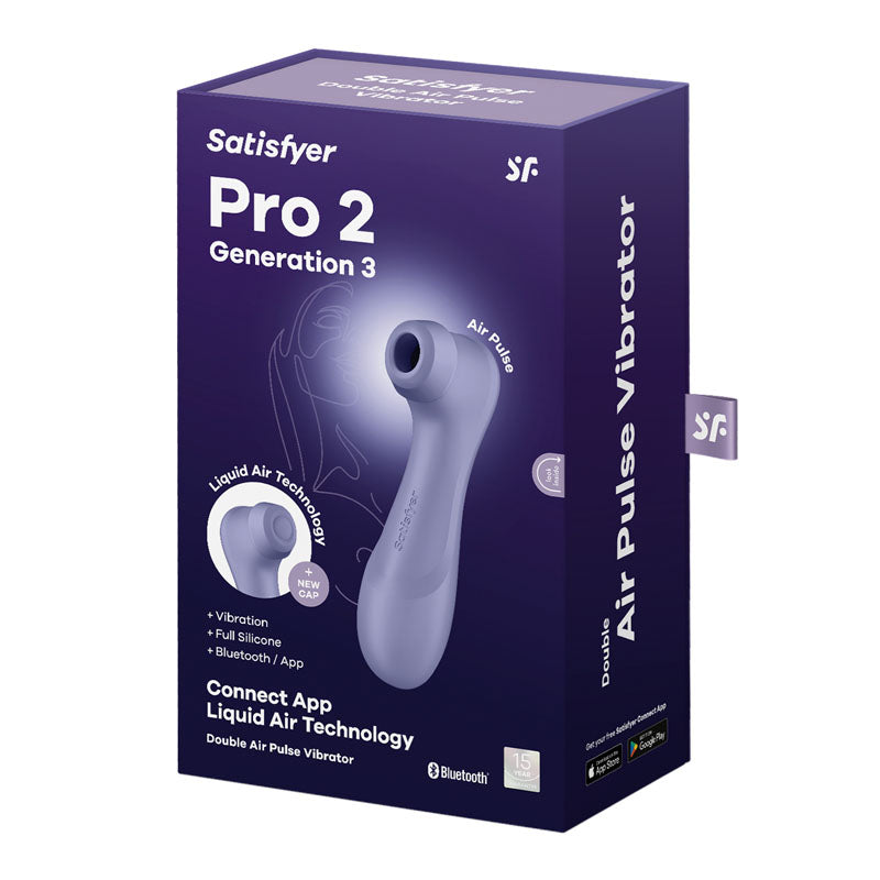 Satisfyer Pro 2 Generation 3 with App Control - Lilac - Lilac Touch-Free USB-Rechargeable Clitoral Stimulator packaging.
