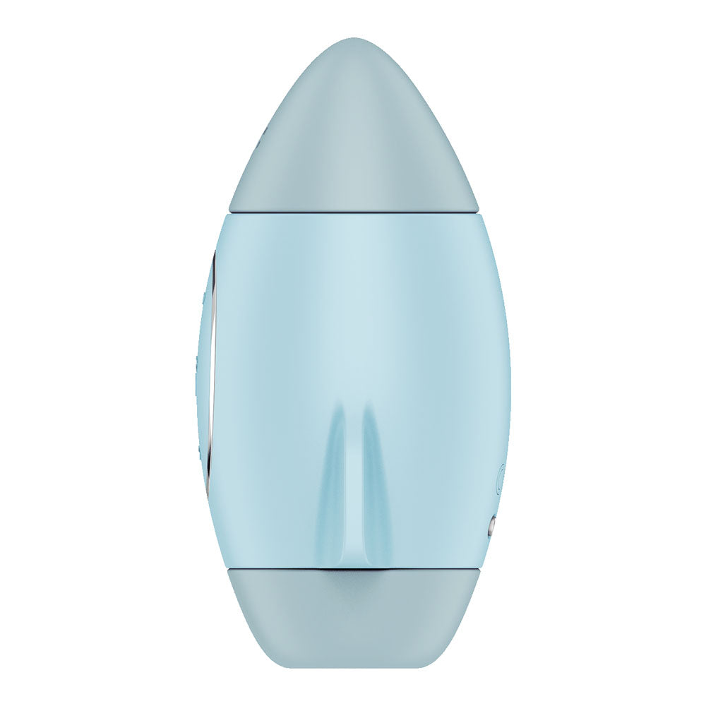 Satisfyer Mission Control -  -  USB Rechargeable Vibrating Air Pulse Stimulator in a sleek blue design.