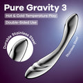 Satisfyer Pure Gravity 3 - Steel 21 cm Dildo showcasing durable stainless steel and double-sided use for pleasurable experiences.