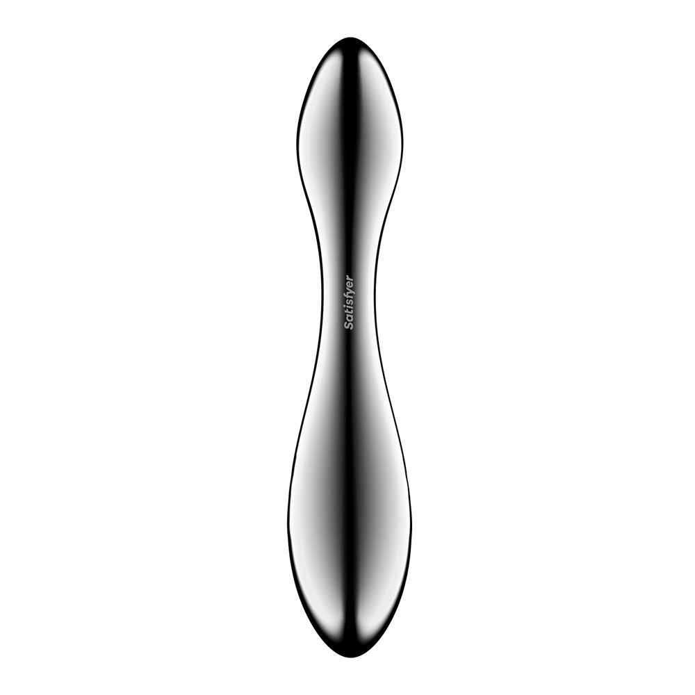 Satisfyer Pure Gravity 3 -  Steel 21 cm Dildo showcasing its sleek design and dual-textured surface for ultimate pleasure.