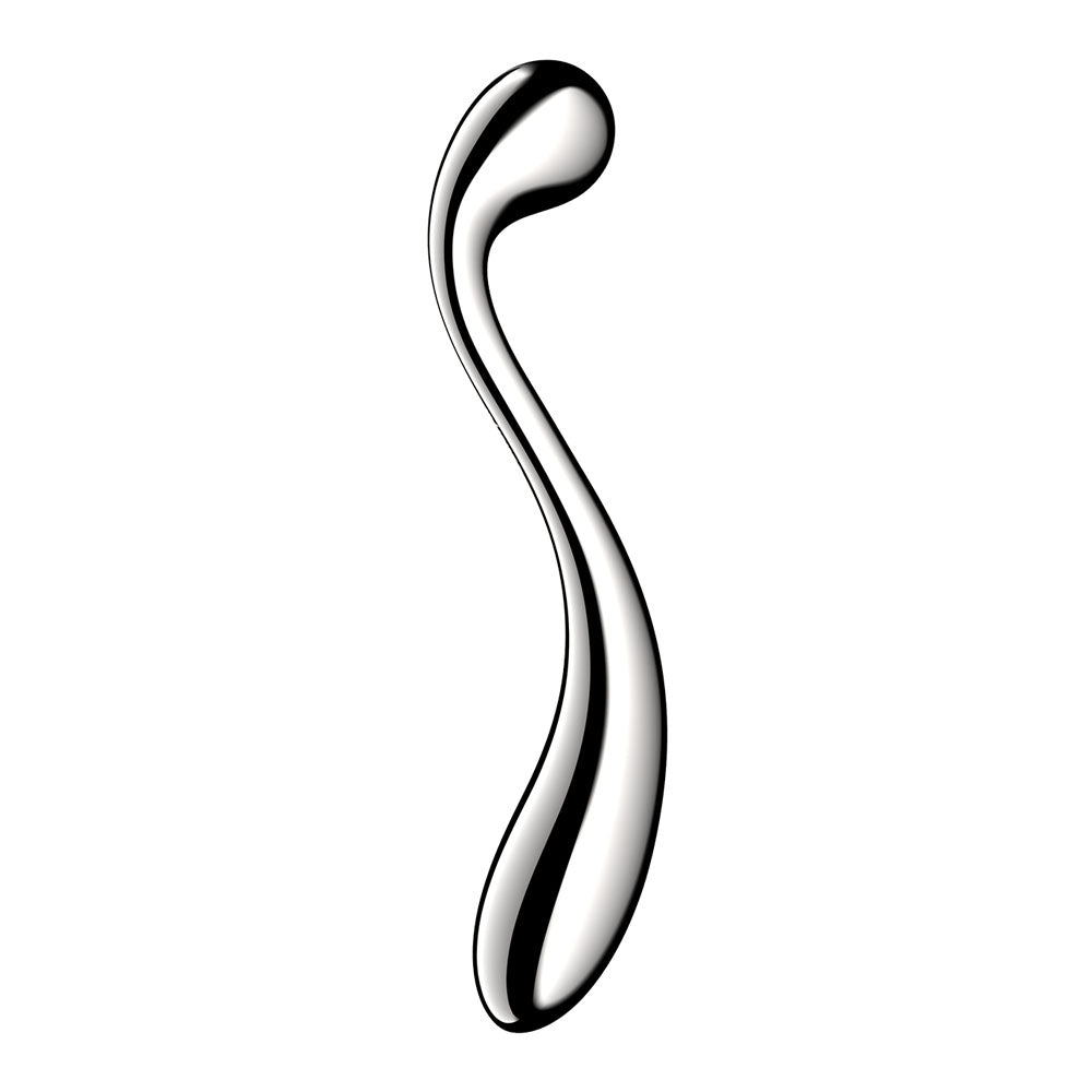 Satisfyer Star Force 4 -  Steel 26 cm Dildo showcasing its smooth stainless steel finish for intimate essentials.