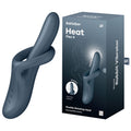 Satisfyer Heat Flex 4 - Grey - Grey USB Rechargeable Heating Vibrator with flexible head and packaging.