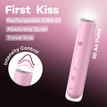 Satisfyer First Kiss - USB Rechargeable Air Pulse Stimulator with intensity control and travel size design.