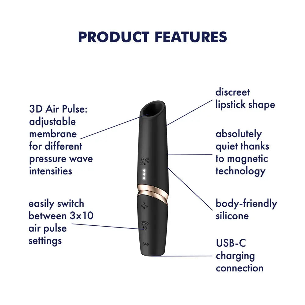Satisfyer Perfect Kiss -  USB Rechargeable Air Pulse Stimulator Satisfyer Discreet Intimate Essentials.