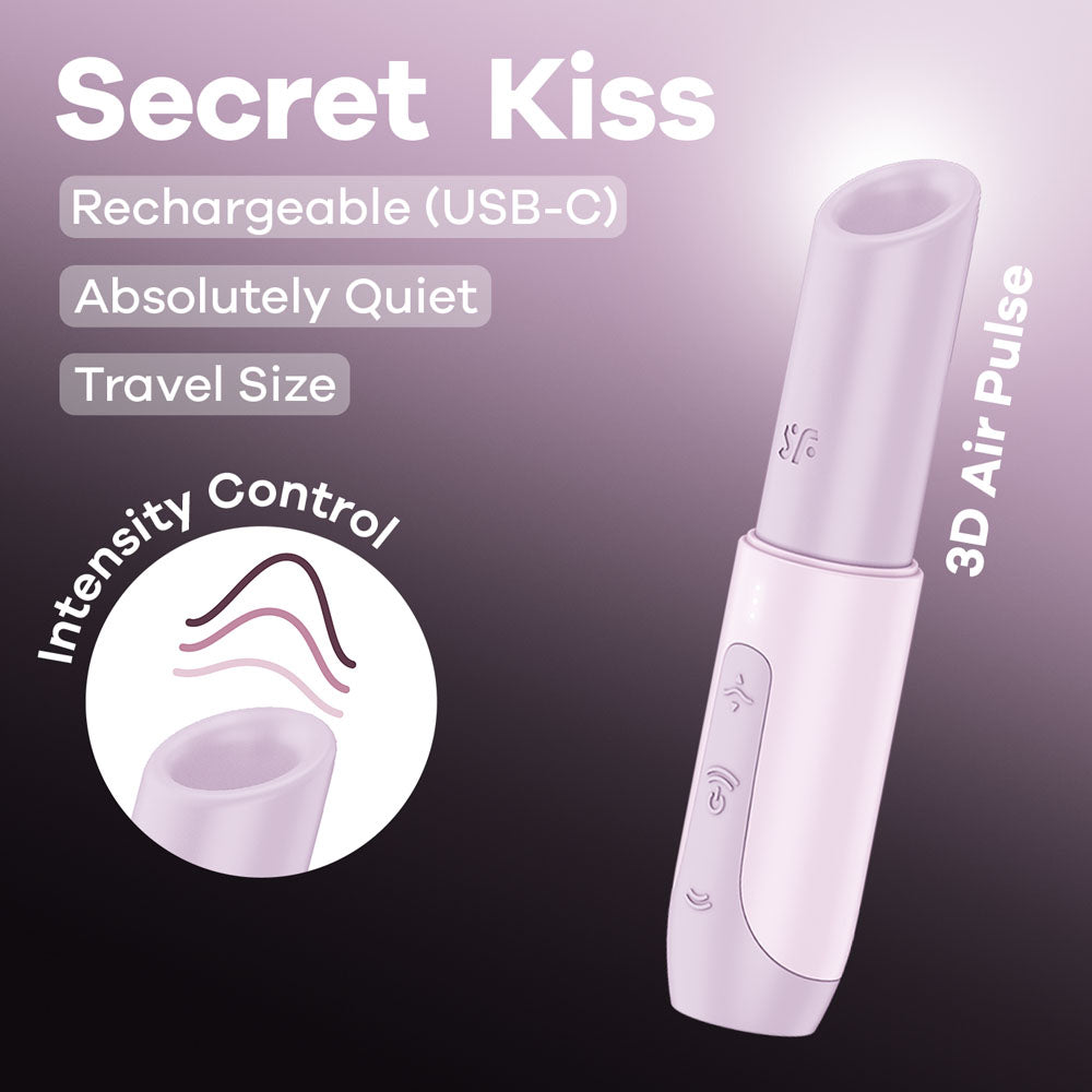 Satisfyer Secret Kiss - Lilac USB Rechargeable Air Pulse Stimulator with intensity control and travel-friendly design.