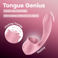 Satisfyer Tongue Genius -  USB Rechargeable Vibrator with Flicking Clit Stimulator, features flicking tongue for intense pleasure.