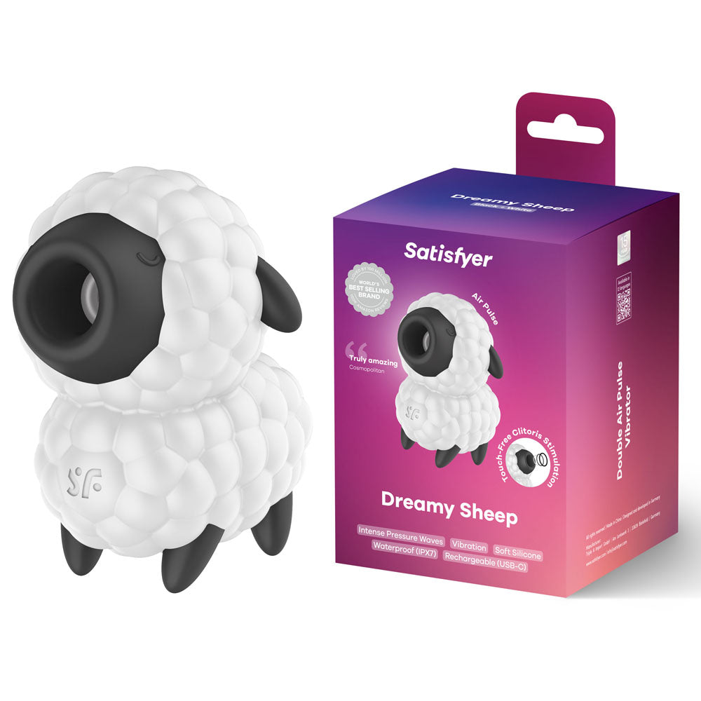 Satisfyer Dreamy Sheep - /Black USB Rechargeable Vibrating Air Pulse Stimulator in a playful sheep design.