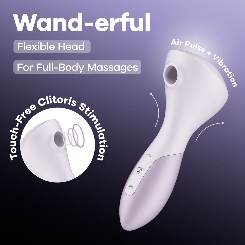 Satisfyer Wand-erful - Violet 15.8 cm USB Rechargeable Air Pulse Massage Wand with flexible head for full-body massages.