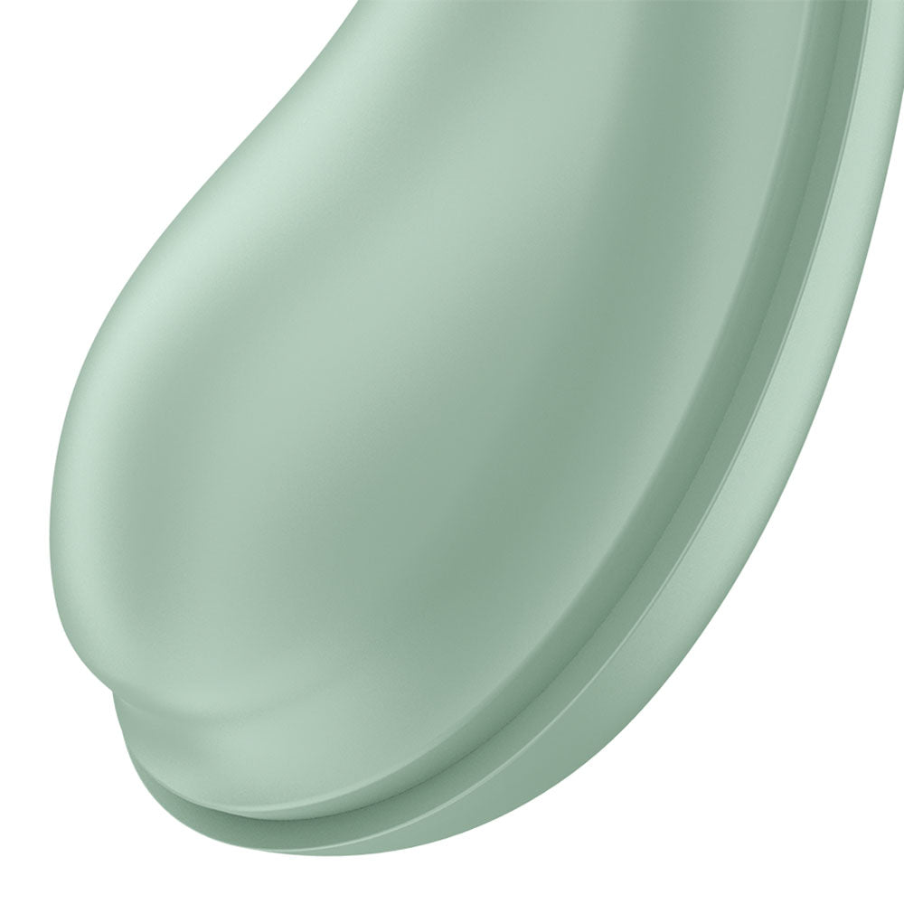 Satisfyer Drop To Go - Mint - Mint  USB Rechargeable Clitoral Stimulator close-up view of its soft mint silicone surface.