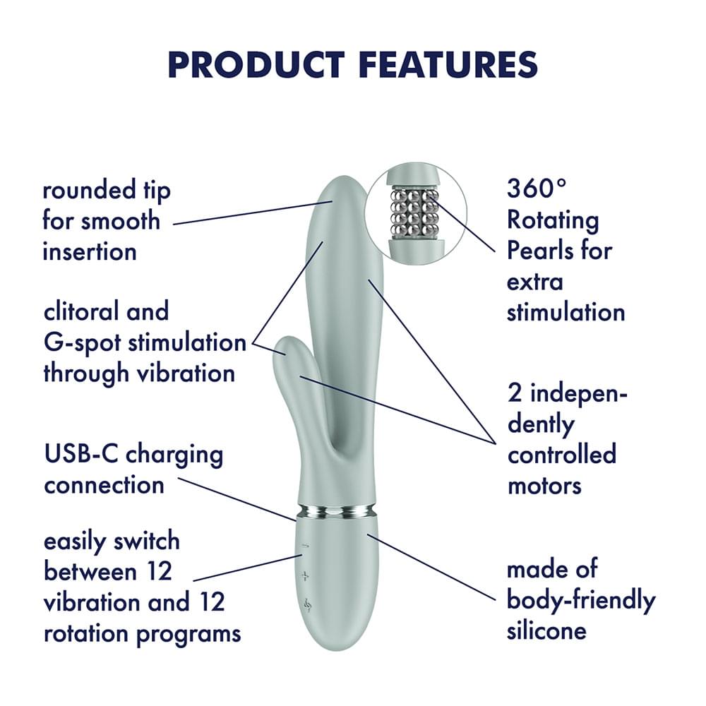 Satisfyer Pearl Bunny 2 -  -  21.5 cm Heamana Rū Taiohe USB-C Whakakīia Ake