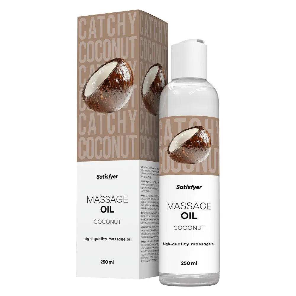 Satisfyer Massage Oil 250 ml Coconut - Coconut Scented Massage Oil - 250 ml Bottle Satisfyer Discreet Intimate Essentials.