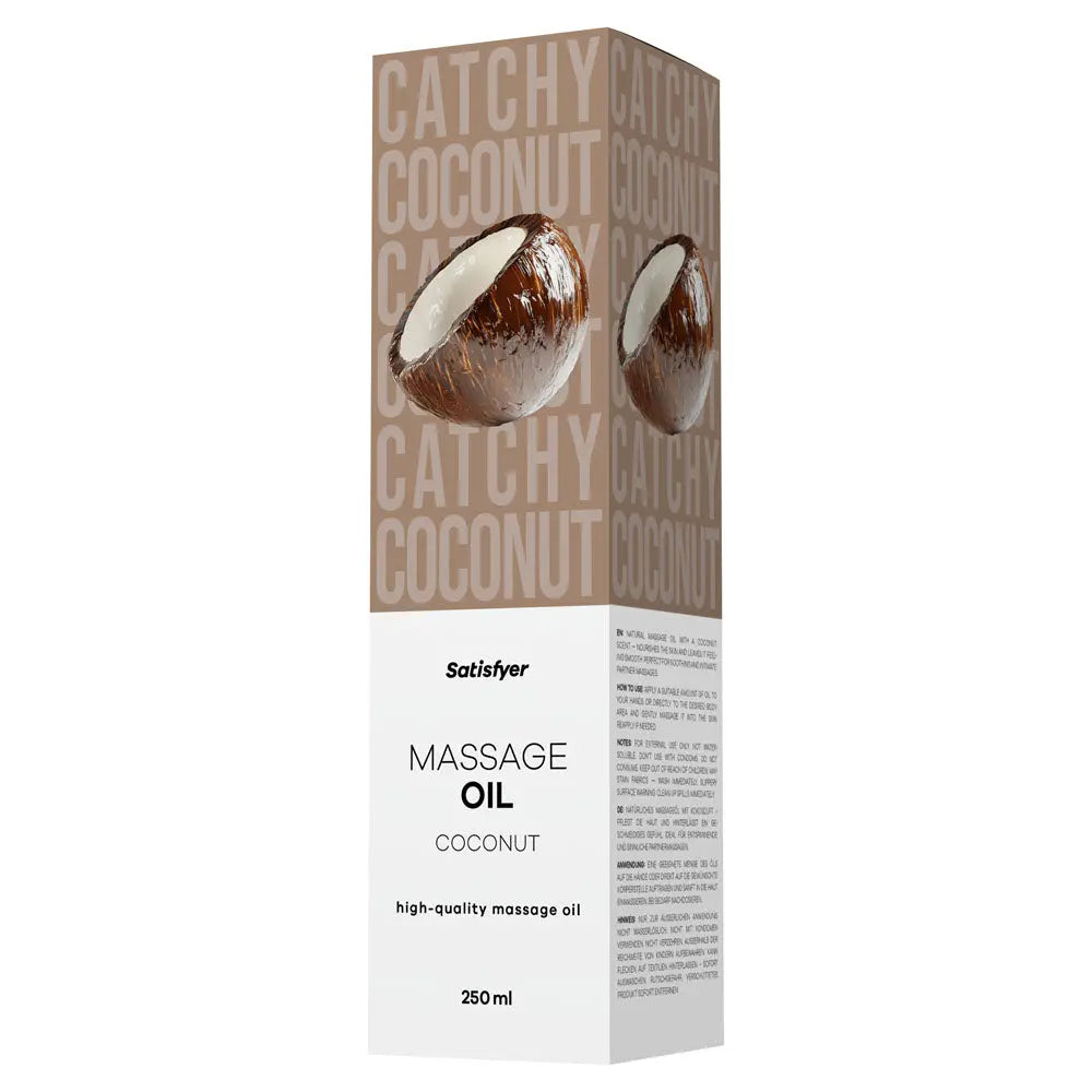 Satisfyer Massage Oil 250 ml Coconut - Coconut Scented Massage Oil - 250 ml Bottle Satisfyer Discreet Intimate Essentials.
