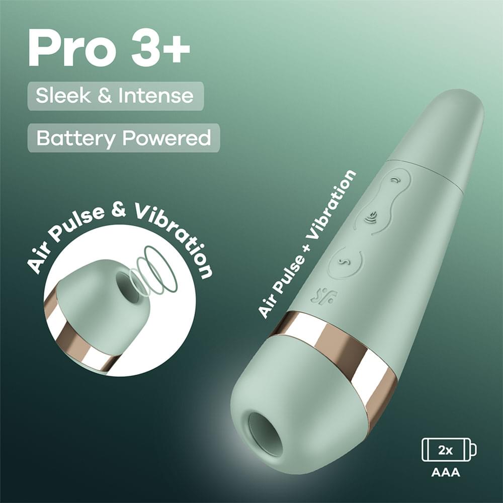 Satisfyer Pro 3+ Battery Series - Mint - Mint  Air Pulse Clitoral Stimulator with Vibration