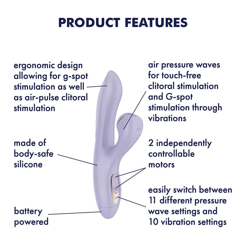Satisfyer Pro + G-Spot - Battery Series - Lavender Vibrator with Air Pulse Clitoral Stimulator