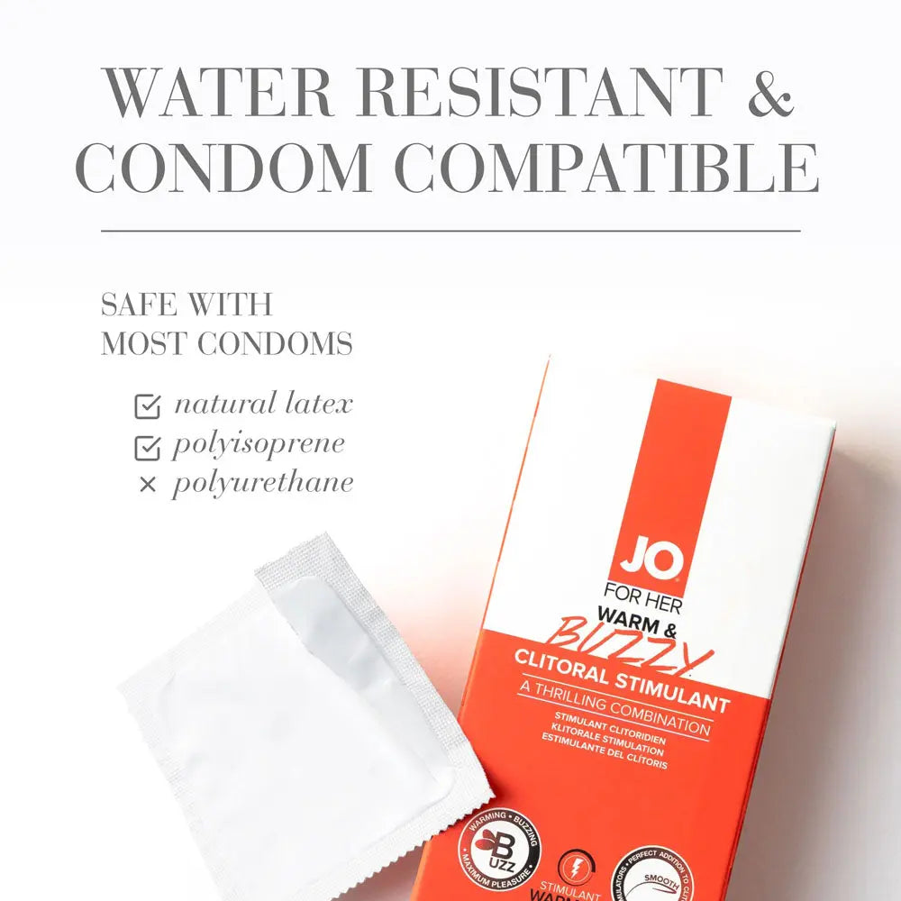 JO Warm & Buzzy Clitoral Stimulant - 10 mL - Warming Clitoral Stimulation Gel - 10 ml Tube JO Discreet Intimate Essentials.