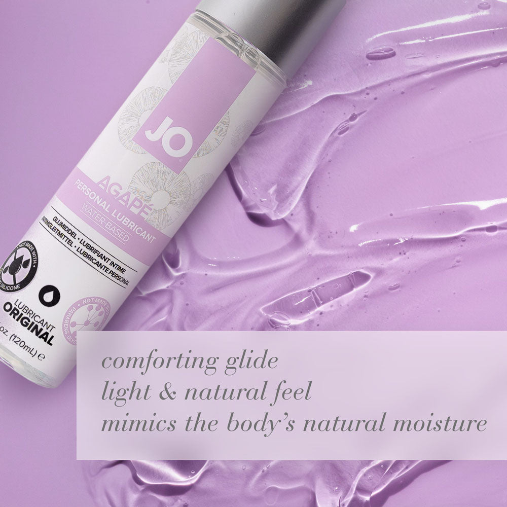 JO Agape Original Lube - 60 mL - Water Based Lubricant for Sensitive Skin - 60 ml Bottle with a light and natural feel.
