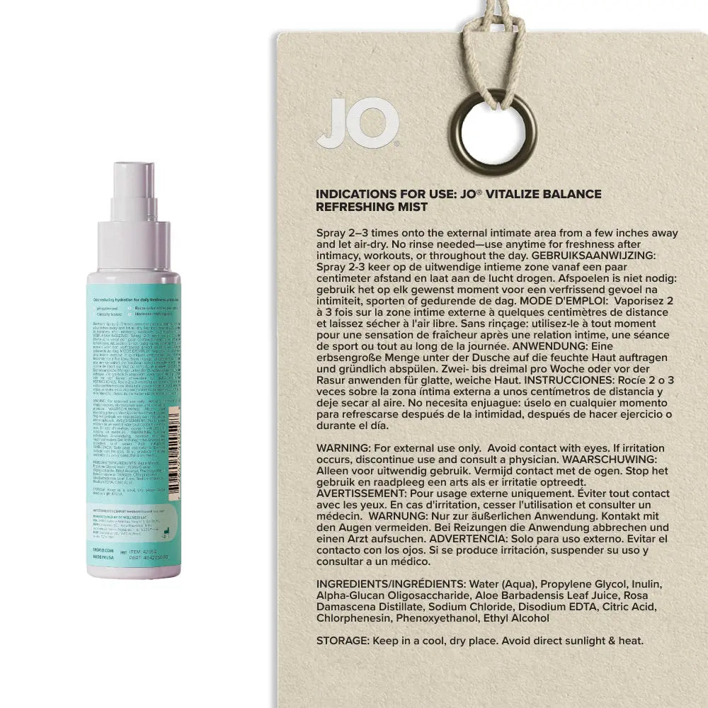 Affordable quality JO Vitalize - Balance Refreshing Mist - 60 ml Bottle  from JO by Discreet Intimate Essentials with Discreet Delivery 