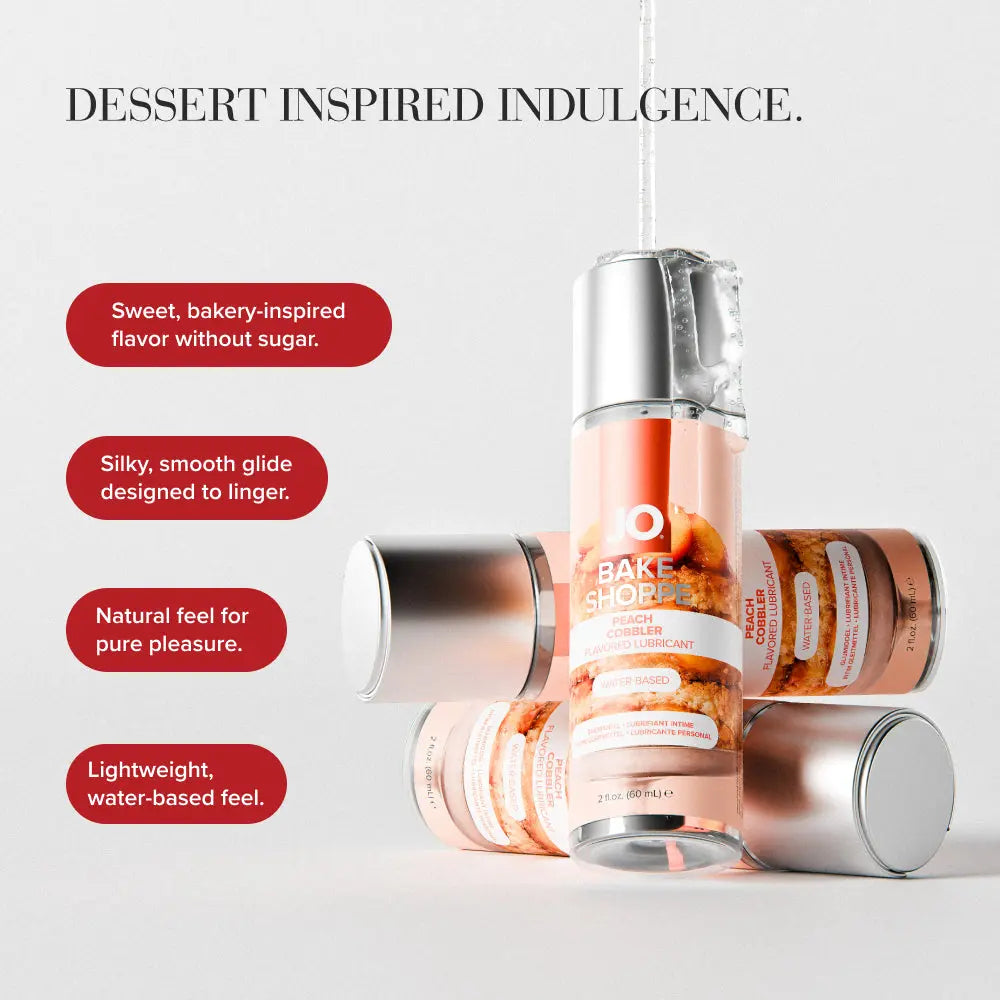 Affordable quality JO Bake Shoppe - Peach Cobbler - Peach Cobbler Flavoured Water Based Lubricant - 60 ml Bottle  from JO by Discreet Intimate Essentials with Discreet Delivery 
