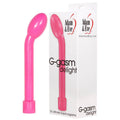 Adam & Eve G-Gasm Delight -  17.8 cm (7'') Vibrator displayed with packaging for ultimate G-spot orgasms.