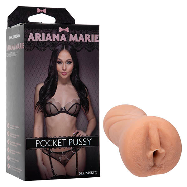Ariana Marie UltraSkyn Pocket Pussy - Vagina Stroker with realistic design in packaging, perfect as an intimate essential.