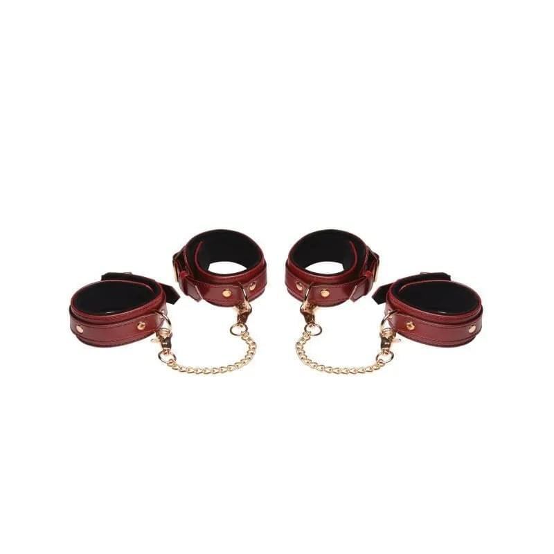 6 Pc PU Leather Bondage Set Burgundy Master Series Discreet Intimate Essentials.