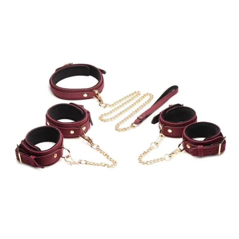 6 Pc Velvet Bondage Set Burgundy Master Series Discreet Intimate Essentials.