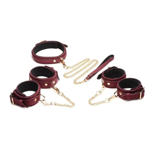 6 Pc Velvet Bondage Set Burgundy Master Series Discreet Intimate Essentials.