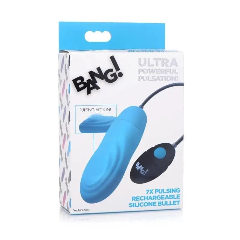 7X Pulsing Rechargeable Bullet Blue Bang Discreet Intimate Essentials.