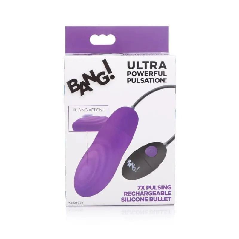 7X Pulsing Rechargeable Bullet Purple Bang Discreet Intimate Essentials.