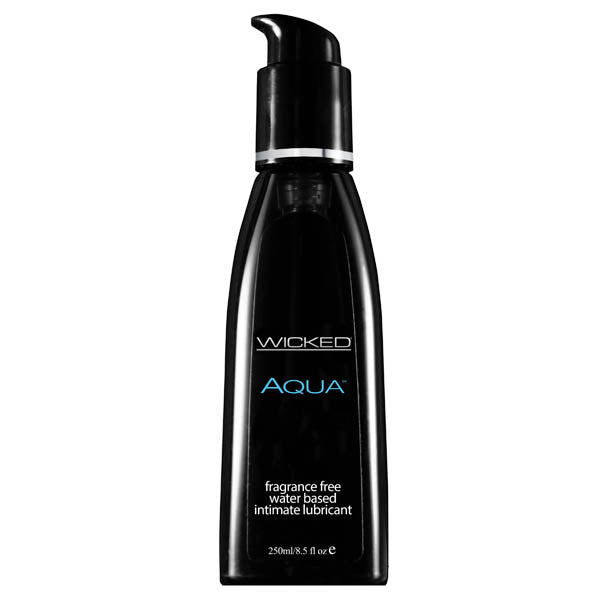 Wicked Aqua - Water Based Lubricant - 250 ml (8.5 oz) Bottle showcasing luxurious, fragrance-free formula.