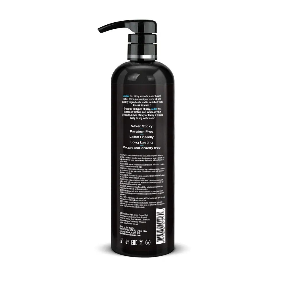 Wicked Aqua - Water Based Lubricant - 476 ml (16 oz) Bottle Wicked Discreet Intimate Essentials.