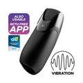 Satisfyer Men Vibration+ USB rechargeable vibrating masturbator with app control, ergonomic design, and vibration features.
